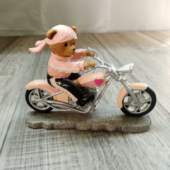 Faithful Fuzzies Motorcycle Bear Breast Cancer Headed For A Cure - Picture 1 of 7